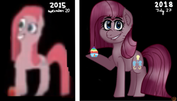 Size: 1155x662 | Tagged: safe, artist:rainbowshadowmlp, imported from derpibooru, pinkie pie, earth pony, pony, black background, cupcake, food, pinkamena diane pie, rainbow cupcake, redraw, simple background