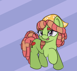 Size: 750x689 | Tagged: safe, artist:treekickerdraws, imported from derpibooru, tree hugger, earth pony, pony, bandana, dreadlocks, female, mare, open mouth, raised hoof, smiling, solo