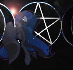 Size: 663x636 | Tagged: safe, imported from derpibooru, princess luna, alicorn, pony, constellation, ethereal mane, galaxy mane, pagan, pentagram, triple moon, vector, wicca