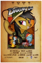 Size: 5530x8192 | Tagged: safe, imported from derpibooru, screencap, daring do, pinkie pie, quibble pants, rainbow dash, twilight sparkle, stranger than fan fiction, '83, 1983, 80s, absurd resolution, estin83, indiana jones, movie poster, my little pony logo, official, parody, poster