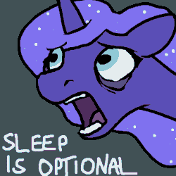 Size: 600x600 | Tagged: safe, artist:kazerad, imported from derpibooru, princess luna, alicorn, pony, /mlp/, 4chan, bust, ethereal mane, female, gif, gray background, insomnia, majestic as fuck, non-animated gif, portrait, simple background, sleep is for the weak, solo, starry mane, tired