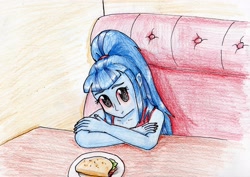 Size: 3388x2399 | Tagged: safe, artist:40kponyguy, derpibooru exclusive, imported from derpibooru, sonata dusk, equestria girls, arms folded, crossed arms, cute, female, food, looking at you, solo, taco, traditional art