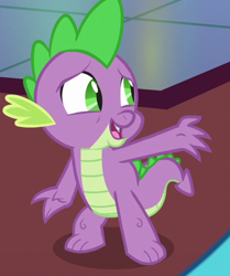 Size: 452x540 | Tagged: safe, imported from derpibooru, screencap, spike, dragon, season 7, triple threat, claws, cropped, smiling, tail