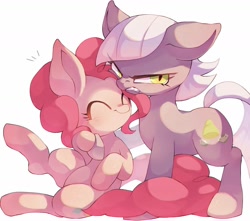 Size: 1700x1500 | Tagged: safe, artist:masa_0006, imported from derpibooru, limestone pie, pinkie pie, earth pony, pony, big sister, cute, duo, eyes closed, female, glare, mare, pie sisters, siblings, sisters, smiling