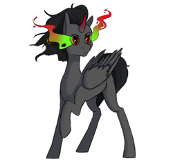 Size: 540x512 | Tagged: safe, artist:crysome-somecry, artist:littleepicmouse, imported from derpibooru, oc, oc only, oc:somecry, alicorn, pony, colt, corrupted, male, red eyes, simple background, solo, sombra horn, sombra's horn, stallion, white background