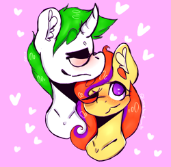 Size: 1024x1000 | Tagged: safe, artist:yunieelloa, imported from derpibooru, oc, pony, unicorn, bust, female, male, mare, oc x oc, portrait, shipping, stallion, straight