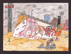 Size: 4982x6540 | Tagged: safe, artist:oatmeal155, imported from derpibooru, oc, oc only, oc:azure, oc:blu, oc:hot rod, pony, fallout equestria, fallout equestria: oasis 99, absurd resolution, billboard, fanfic art, wasteland