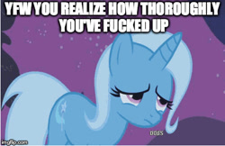 Size: 440x285 | Tagged: safe, edit, edited screencap, imported from derpibooru, screencap, trixie, pony, unicorn, boast busters, female, image macro, mare, meme, solo, tfw, trixie yells at everything, vulgar