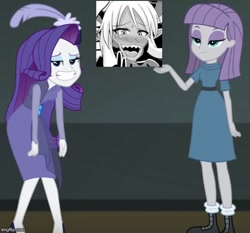 Size: 535x499 | Tagged: safe, artist:dwk, edit, edited screencap, imported from derpibooru, screencap, maud pie, rarity, equestria girls, equestria girls series, rarity investigates: the case of the bedazzled boot, cropped, detective rarity, rarity investigates (eqg): applejack