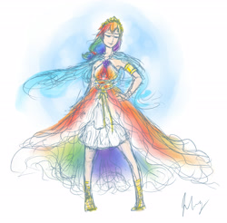 Size: 4521x4440 | Tagged: safe, artist:aerinsol, imported from derpibooru, rainbow dash, human, absurd resolution, clothes, dress, female, gala dress, humanized, solo