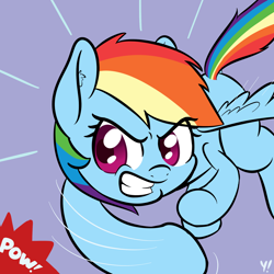 Size: 2000x2000 | Tagged: safe, artist:yakoshi, imported from derpibooru, rainbow dash, pony, atg 2018, female, newbie artist training grounds, pow!, punch, solo