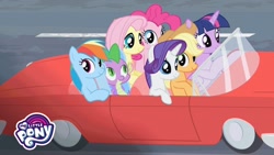 Size: 1280x720 | Tagged: safe, imported from derpibooru, screencap, applejack, fluttershy, pinkie pie, rainbow dash, rarity, spike, twilight sparkle, alicorn, dragon, earth pony, pegasus, pony, unicorn, car, cowboy hat, driving, female, foal house, full house, hat, male, mane seven, mane six, mare, my little pony logo, official, parody, twilight sparkle (alicorn), unicorn twilight, youtube, youtube link