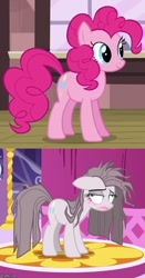 Size: 449x857 | Tagged: safe, imported from derpibooru, screencap, pinkie pie, yakity-sax, depressed, emotionless, messy mane, smiling