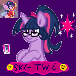 Size: 1000x1000 | Tagged: safe, imported from derpibooru, sci-twi, sunset shimmer, twilight sparkle, pony, unicorn, equestria girls, equestria girls series, forgotten friendship, cellphone, equestria girls ponified, female, hug, phone, ponied up, ponified, solo, unicorn sci-twi