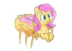 Size: 3507x2480 | Tagged: safe, artist:aemantaslim, artist:aemuhn, imported from derpibooru, fluttershy, monster pony, original species, spiderpony, comic:children of everfree, atg 2018, cute, female, multiple eyes, newbie artist training grounds, shyabetes, smiling, solo, species swap, spidershy