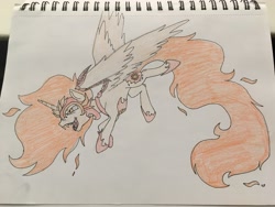 Size: 4032x3024 | Tagged: safe, artist:slamjam, imported from derpibooru, daybreaker, alicorn, pony, female, mare, open mouth, photo, solo, traditional art