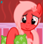 Size: 1800x1843 | Tagged: safe, artist:arifproject, imported from derpibooru, oc, oc only, oc:downvote, pony, derpibooru, cute, derpibooru ponified, meta, pillow, ponified, simple background, smiling, solo