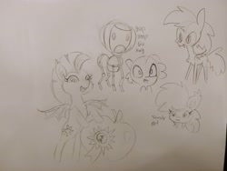 Size: 4160x3120 | Tagged: safe, artist:tjpones, imported from derpibooru, oc, oc only, bat pony, pony, robot, robot pony, apple, bat pony oc, bipedal, bipedal leaning, blue ribbon, bust, cheek fluff, chest fluff, cutie mark, ear fluff, food, grayscale, leaning, lineart, monochrome, sketch, sketch dump, traditional art, wings