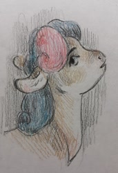 Size: 449x658 | Tagged: safe, artist:exclusionzone, imported from derpibooru, bon bon, earth pony, pony, bust, colored pencil drawing, female, portrait, solo, traditional art