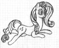Size: 710x583 | Tagged: safe, artist:mfg637, imported from derpibooru, rarity, pony, female, graph paper, lying, sketch, solo, traditional art
