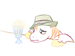 Size: 1024x768 | Tagged: safe, artist:alixnight, imported from derpibooru, big macintosh, earth pony, pony, the break up breakdown, hat, milkshake, sad, sketch, solo