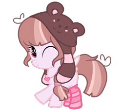 Size: 1037x955 | Tagged: safe, artist:chococakebabe, imported from derpibooru, oc, oc only, pony, clothes, female, filly, one eye closed, simple background, socks, solo, striped socks, transparent background, wink