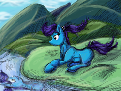 Size: 2306x1730 | Tagged: safe, artist:littletigressda, artist:moonlightfan, derpibooru exclusive, imported from derpibooru, oc, oc only, pony, pond, practice, solo