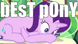 Size: 1280x720 | Tagged: safe, edit, edited screencap, editor:useraccount, imported from derpibooru, screencap, starlight glimmer, pony, the parent map, best pony, female, image macro, meme, solo