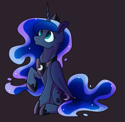 Size: 679x662 | Tagged: safe, artist:_candypone_, artist:jenni235, imported from derpibooru, princess luna, alicorn, pony, cute, female, lunabetes, mare, raised hoof, simple background, sitting, solo