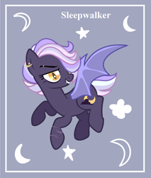 Size: 1024x1201 | Tagged: safe, artist:cakewits, imported from derpibooru, oc, oc only, oc:sleepwalker, bat pony, pony, female, mare, solo
