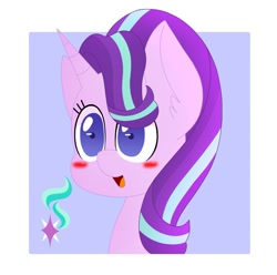 Size: 2000x1983 | Tagged: safe, artist:komasantaffy, imported from derpibooru, starlight glimmer, pony, unicorn, blushing, cute, female, glimmerbetes, happy, mare, open mouth, solo