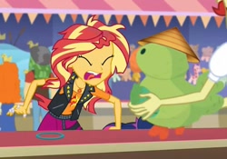 Size: 875x612 | Tagged: safe, edit, edited screencap, imported from derpibooru, screencap, flam, golden hazel, sandalwood, sunset shimmer, parakeet, equestria girls, equestria girls series, rollercoaster of friendship, 4chan, bootleg, chinese, it's not about the parakeet, op is a duck, op is trying to start shit, racism, that's racist