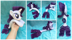 Size: 1600x894 | Tagged: safe, artist:equinepalette, imported from derpibooru, rarity, seapony (g4), unicorn, beanie (plushie), female, hand, irl, photo, plushie, prone, seaponified, seapony rarity, solo, species swap