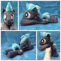 Size: 1024x1024 | Tagged: safe, artist:equinepalette, imported from derpibooru, thunderlane, pegasus, pony, beanie (plushie), hand, irl, male, photo, plushie, prone, solo, stallion