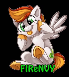 Size: 1143x1280 | Tagged: safe, artist:sciggles, imported from derpibooru, oc, oc only, oc:firenvy, pegasus, pony, solo, tongue out