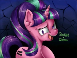 Size: 1024x768 | Tagged: safe, artist:zebra10045, imported from derpibooru, starlight glimmer, pony, unicorn, equal cutie mark, equality, female, open mouth, smiling, smirk, solo