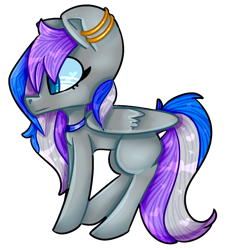 Size: 1315x1377 | Tagged: artist needed, safe, imported from derpibooru, oc, oc only, oc:lunacae, pegasus, pony, choker, ear piercing, earring, heart eyes, jewelry, piercing, side view, simple background, solo, transparent background, wingding eyes