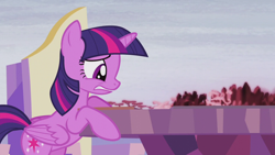 Size: 1280x720 | Tagged: safe, imported from derpibooru, screencap, twilight sparkle, alicorn, pony, the cutie re-mark, alternate timeline, crystal war timeline, cutie map, female, solo, twilight sparkle (alicorn), worried