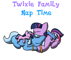 Size: 1320x1120 | Tagged: safe, artist:dekomaru, imported from derpibooru, trixie, twilight sparkle, oc, oc:aurora, oc:nebula, pony, unicorn, tumblr:ask twixie, ask, family, female, lesbian, magical lesbian spawn, mare, offspring, parent:trixie, parent:twilight sparkle, parents:twixie, shipping, tumblr, twixie