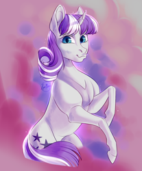 Size: 1600x1933 | Tagged: safe, artist:hollybright, imported from derpibooru, twilight velvet, pony, unicorn, female, mare, rearing, smiling, solo