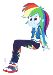 Size: 880x1250 | Tagged: safe, artist:ilaria122, imported from derpibooru, rainbow dash, equestria girls, equestria girls series, clothes, converse, cute, female, geode of super speed, magical geodes, pants, shirt, shoes, simple background, sitting, sneakers, solo, sweatshirt, t-shirt, transparent background, wristband