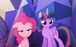 Size: 862x539 | Tagged: safe, artist:light262, artist:lummh, imported from derpibooru, pinkie pie, twilight sparkle, alicorn, earth pony, pony, comic:timey wimey, duo, female, mare, pinkie pie is not amused, twilight sparkle (alicorn)