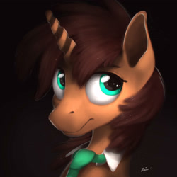 Size: 3000x3000 | Tagged: safe, artist:blackligerth, imported from derpibooru, oc, oc only, oc:tea time, oc:tea timer, pony, unicorn, avatar, black background, high res, horn, looking at you, male, necktie, simple background, solo, stallion