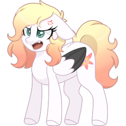 Size: 2048x2048 | Tagged: safe, artist:cinnamontee, imported from derpibooru, oc, oc only, oc:ember, oc:ember (cinnamontee), pegasus, pony, cross-popping veins, cute, cute little fangs, fangs, female, floppy ears, high res, mare, simple background, solo, transparent background, two toned wings