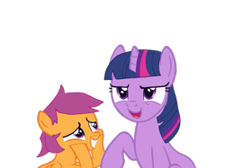 Size: 2732x2048 | Tagged: safe, artist:turnaboutart, imported from derpibooru, scootaloo, twilight sparkle, pegasus, pony, unicorn, fanfic:twilight and skaterloo: mother and son, adopted offspring, base used, colt, cute, female, male, mama twilight, mare, mother and son, raised hoof, rule 63, scooteroll, simple background, transparent background