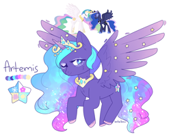 Size: 1280x1024 | Tagged: safe, artist:koteikow, imported from derpibooru, princess celestia, princess luna, oc, cutie mark, fusion, goddess, xk-class end-of-the-world scenario