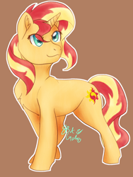 Size: 1800x2400 | Tagged: safe, artist:8bitgalaxy, imported from derpibooru, sunset shimmer, pony, unicorn, female, mare, simple background, solo