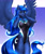 Size: 2375x2850 | Tagged: safe, artist:mykegreywolf, imported from derpibooru, princess luna, alicorn, anthro, blue lipstick, breasts, clothes, female, frown, gradient background, high-cut clothing, horn, lipstick, mare, one-piece swimsuit, open mouth, raised hand, reasonably sized breasts, solo, sports swimsuit, spread wings, stupid sexy princess luna, swimsuit, wings