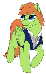 Size: 418x676 | Tagged: safe, artist:mythpony, imported from derpibooru, oc, oc only, pegasus, pony, clothes, glasses, male, necktie, simple background, solo, stallion, white background