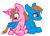 Size: 861x623 | Tagged: safe, artist:nightshadowmlp, imported from derpibooru, oc, oc:cherry cookie, oc:court case, oc:donna, oc:steve k, pegasus, pony, unicorn, base used, blushing, cute, female, male, shipping, simple background, straight, white background